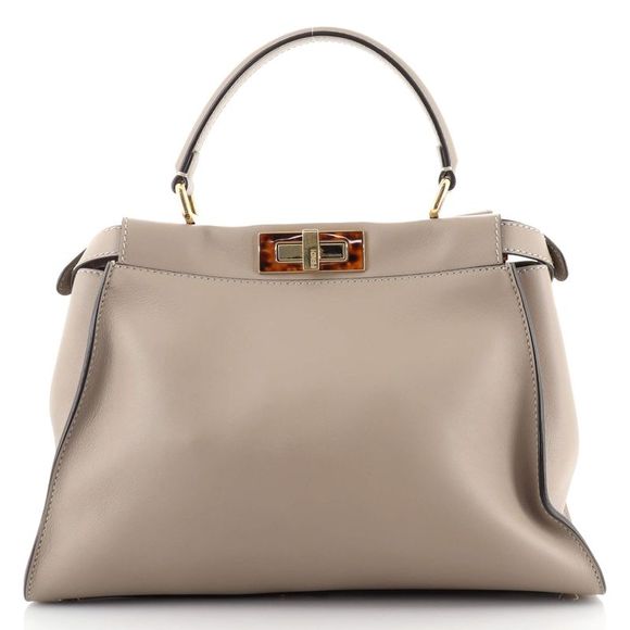 Fendi Peekaboo Bag Leather with Tortoise Detail Regular Neutral - Picture 4 of 7